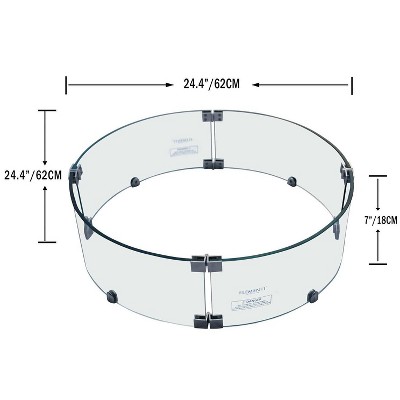 Columbia Round Tempered Glass Fire Pit Wind Screen
