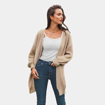 Women's Sand Purl Knit Open-Front Cardigan - Cupshe