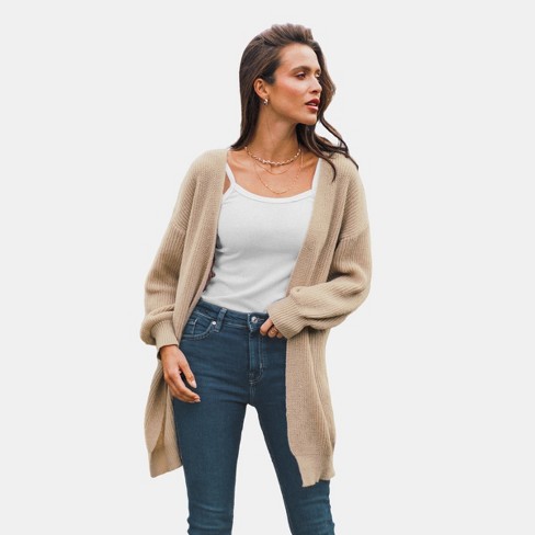 Women's Open-front Cardigan - Universal Thread™ Light Brown S : Target