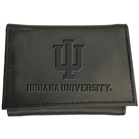Evergreen Ncaa Indiana Screaming Eagles Black Leather Trifold Wallet