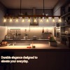 BAOURE 3-Light Farmhouse Wood Chandelier - 19.69" Rustic Rectangular Pendant Light - Black with Seed Glass Shades for Kitchen Islands & Dining - 2 of 4