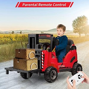 Kids Forklift, 12V Ride on Forklift Car with Liftable Fork and Pallet, High/Low Speed, Low-Power Alarm, Music, USB, Ride On Toys for Boys, Girls - 1 of 4