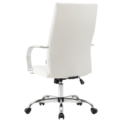 White High-Back Leather Executive Swivel Office Chair