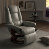 Faux Leather Manual Recliner, Adjustable Swivel Lounge Chair with Footrest, Armrest and Wrapped Wood Base for Living Room - 2 of 4