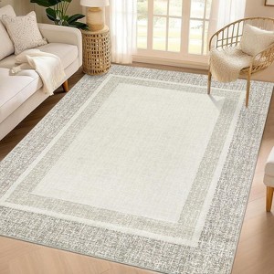 Washable Runner Rug Modern Bordered Soft Non-Slip Rugs for Bedroom Low-Pile Stain Resistance Indoor Carpet Non Shedding Rug - 1 of 4