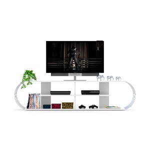 CAVINAS Mid Century Modern TV Stand with 4 Shelves and Open Storage for TVs up to 68 inch - 1 of 4