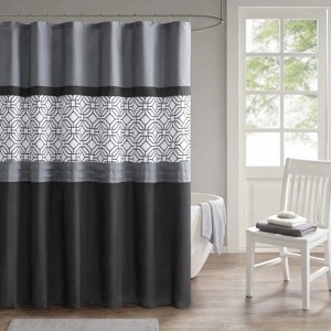 LunaLulinlk Embroidered and Pieced Shower Curtain - 1 of 4