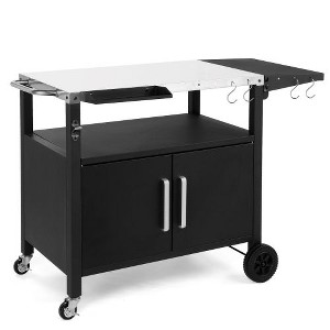 Karl Home Outdoor Rolling Grill Cart with Storage with Wheels Hooks Foldable Top - 1 of 4