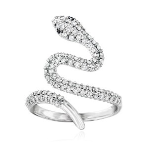 Ross-Simons 0.75 ct. t.w. Diamond Bypass Snake Ring With Black Diamond Accents in Sterling Silver - 1 of 4