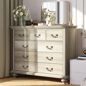 9 Drawers Dresser for Bedroom, Wooden Chest of Drawer with Large Drawers & Metal Handles - 1 of 4