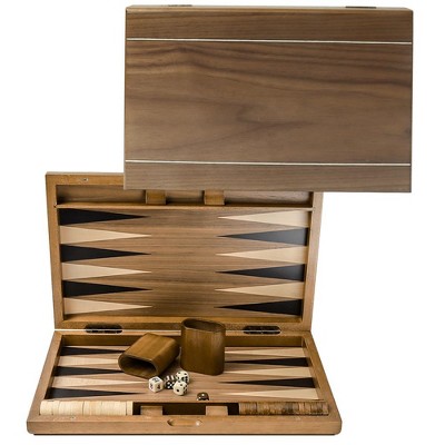 Medium Walnut and Coffee Color Wooden Backgammon Set