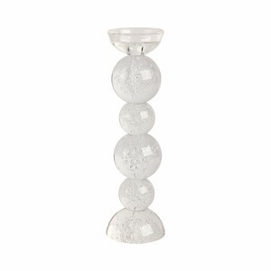 Glass & Crystal Candle Holder with Bubble Design - Modern Glam Decorative Pillar & Taper Holder for Home, Office, Bedroom, Living Room - 1 of 4