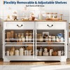 57 Inch Modern Farmhouse Sideboard Buffet Cabinet with 2 Drawers & Adjustable Shelves, Large Kitchen Storage Cabinet, Coffee Bar Organizer, White - 3 of 4