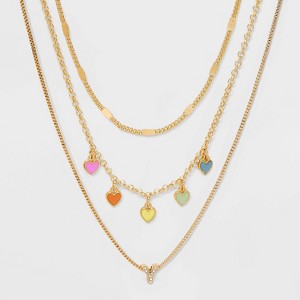Girls' Multi Hearts Initial Necklace Set - art class™ - 1 of 3