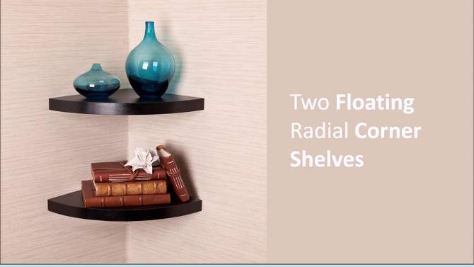 (Set of 2) 11.5" x 1.5" Radial Floating Corner Shelves - Danya B., 6 of 8, play video