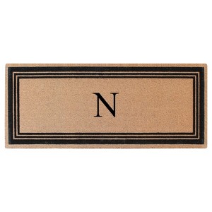 A1HC Natural Coir and PVC Backing Classic Border Flock Monogrammed Door Mat, Anti-Shed Entry Doormat - 1 of 4