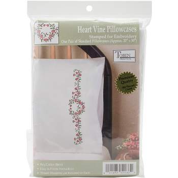 Tobin Stamped For Embroidery Pillowcase Pair 20"X30"-Heart Vine