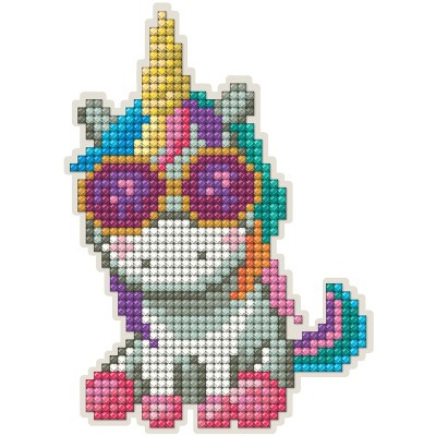 Collection D'Art Diamond Painting Magnet Kit 4"X5"-Unicorn With Sunglasses