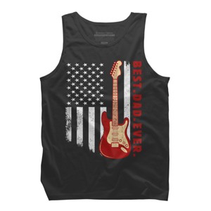 Men's Design By Humans Best Dad Ever Guitar and Flag By MINHMINH Tank Top - 1 of 2