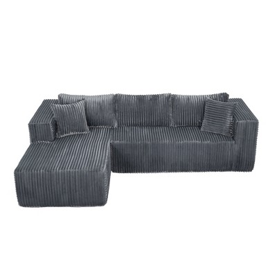 105" L-Shaped Cloud Sofa with Chaise, Modular Plush Sectional, Beige White,Black,Grey,No Assembly