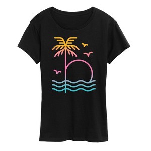 Women's - Instant Message - Palm Sunset Ombre Short Sleeve Graphic T-Shirt - 1 of 4