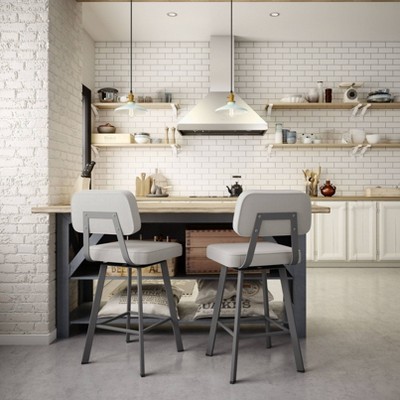 Clarkson 32'' Dark Grey Metal Swivel Counter Stool with Padded Seat