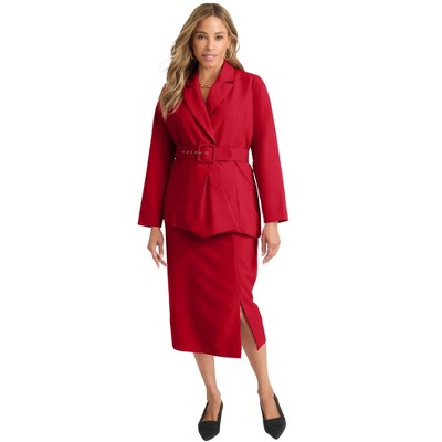 Jessica London Women's Plus Size Belted Skirt Suit