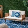 Casa Acacia Wood Loveseat Brown/Cream - Christopher Knight Home: Outdoor Seating for 2, Weather-Resistant - 2 of 4