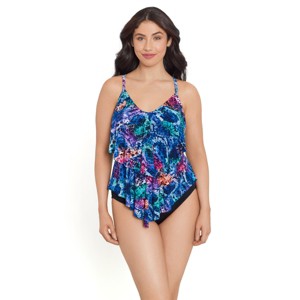 Trimshaper Women's Ronnie Two Tier Ruffle Tankini Swimsuit Top - 1 of 3