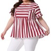 Women's Stripe Ruffle Short Sleeve Crew Neck Loose Babydoll Blouses - Agnes Orinda - 2 of 4
