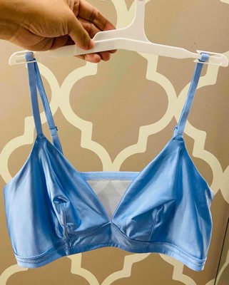  Shirred Back Satin Bralette Top (Color : Royal Blue, Size :  X-Large) : Clothing, Shoes & Jewelry