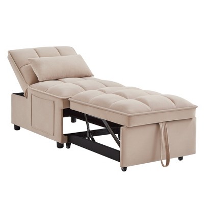 NicBex Modern Pull Out Sofa Bed Velvet Convertible Single Sofa with Adjustable Back and Pillows for Living Room