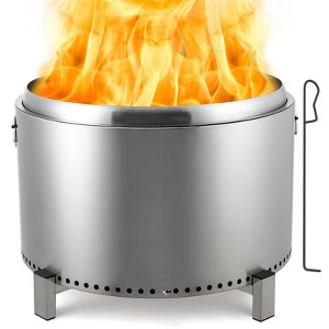 27" Smokeless Fire Pit - Portable Safe Burning Stainless Steel, Removable Stand & Ash Pan, Ideal for Bonfire, Outdoor Patio Camping, Picnic - 1 of 4