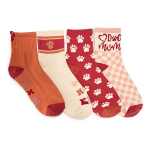 Muk Luks Women's 4 Pack Quarter Crew Novelty Socks - 1 of 4