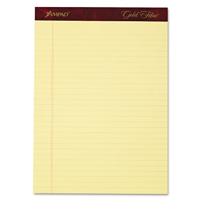 Ampad Gold Fibre Writing Pads Legal/Wide 8 1/2 x 11 3/4 Canary 50 Sheets 4/Pack 20032