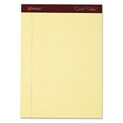 Ampad 20243 Dual Ruled Pad, Legal/Wide Rule, 8.5 x 11.75, Canary -  100 Sheets