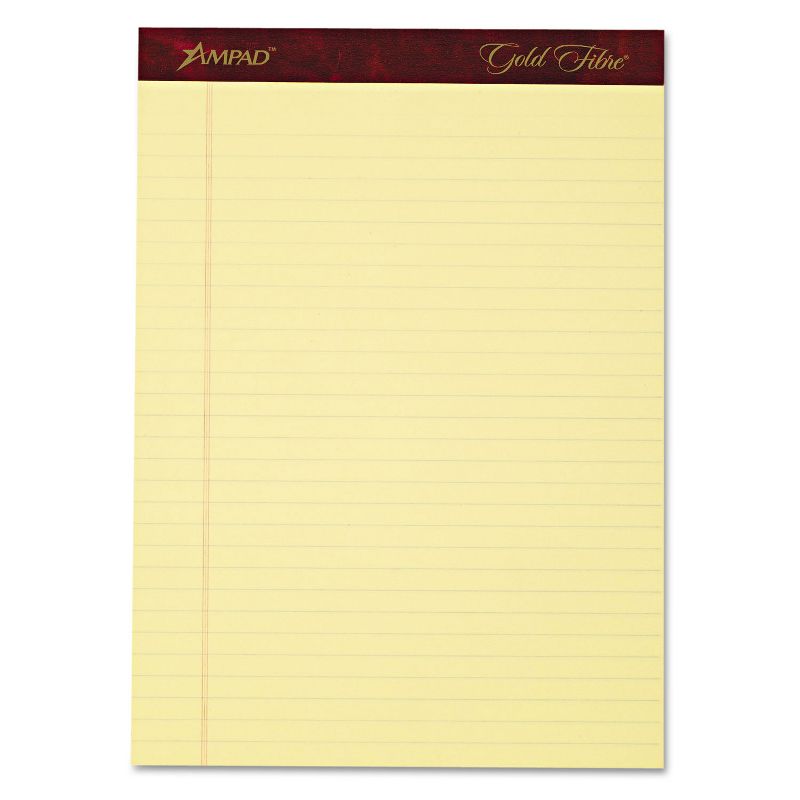 Ampad Gold Fibre Writing Pads Legal/Wide 8 1/2 x 11 3/4 Canary 50 Sheets 4/Pack 20032, 1 of 10