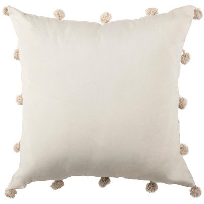 Gold and White Striped Square Pillow with Tassels