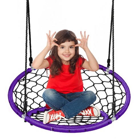 Costway Spider Web Chair Swing W/ Adjustable Hanging Ropes Kids Play  Equipment Purple : Target