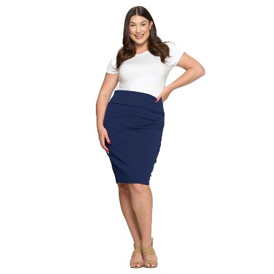 L I V D Women's Molly Pencil Skirt, Navy, 3X