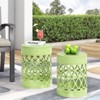VisioGear Patio End Tables, 2-pcs Patio End Tables, Indoor Outdoor Nesting End Carved Trellis Design Side Table, Green, 13.75"*13.75"*18" - 3 of 4