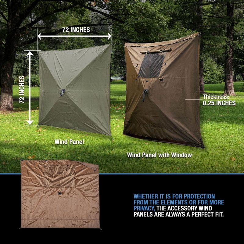 CLAM Quick-Set Screen Hub Tent Wind & Sun Panels, Accessory Only, Green, 3 of 8