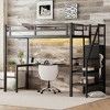 VYNXARIA Twin XL Size Loft Bed with L-shaped Desk, Metal Loft Bed with Wardrobe and Adjustable Shelf for Kids Teens Adults, Black - 2 of 4