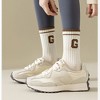 Anna-Kaci Women's 4-Pair Pack Ribbed Cotton Crew Socks with Striped Cuffs and G Letter Detail in Neutral Athletic Color Combinations - 3 of 4