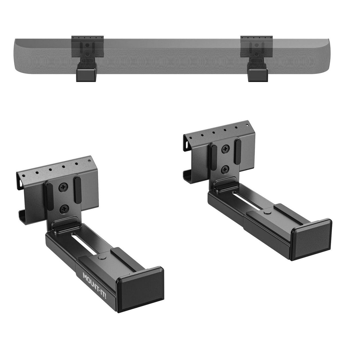 Mount-It! No Stud Sound Bar Wall Mount, Studless Soundbar Mounting Brackets for Drywall, Adjustable Depth Works with All Soundbars up to 6.1 in. Depth