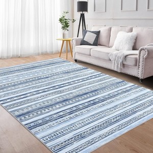 Washable Farmhouse Area Rug, Non-Slip Ultra Thin Low Pile Carpet, Indoor Floor Cover for Bedroom Dining Room Office - 1 of 4