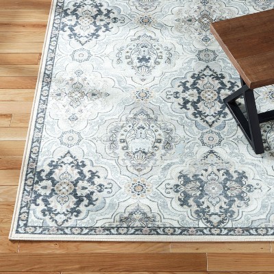 Avani Gray and Blue Synthetic Tufted Washable 6' x 9' Area Rug