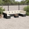 vidaXL Patio Sofa Set with Cushions Outdoor Furniture 11 Piece Poly Rattan - Black and Cream - 2 of 4