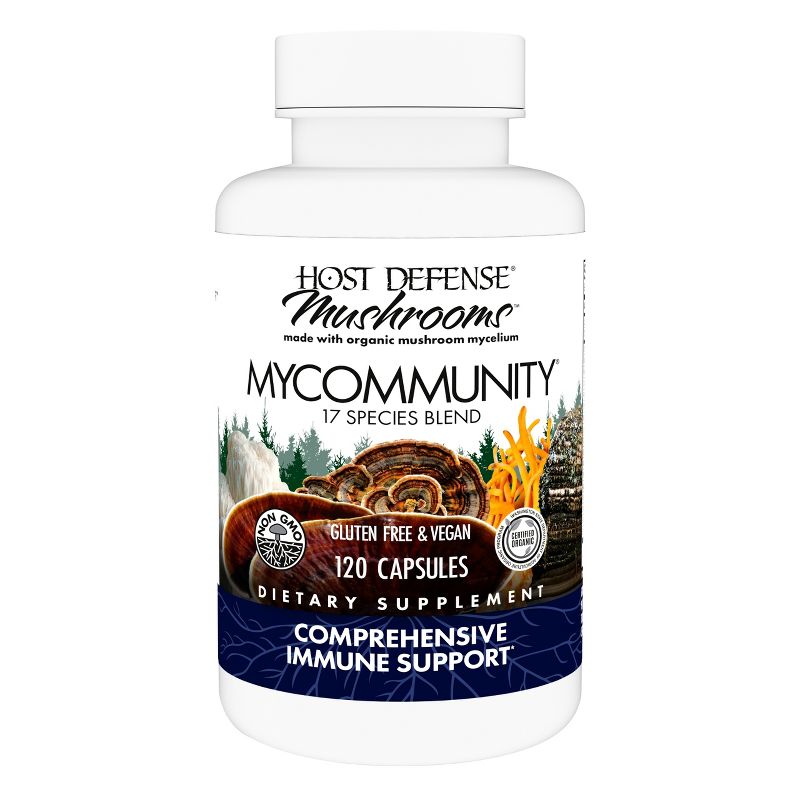Host Defense MyCommunity Capsules, Advanced Immune Support, Mushroom Supplement with Lion's Mane and Reishi, Unflavored, 1 of 10