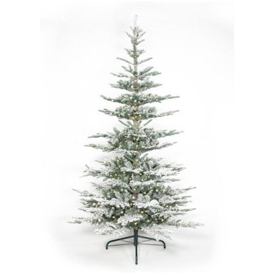 King of Christmas Pre-Lit Snow Flocked Artificial Christmas Tree, King Noble Flock Xmas Tree with Warm White Lights